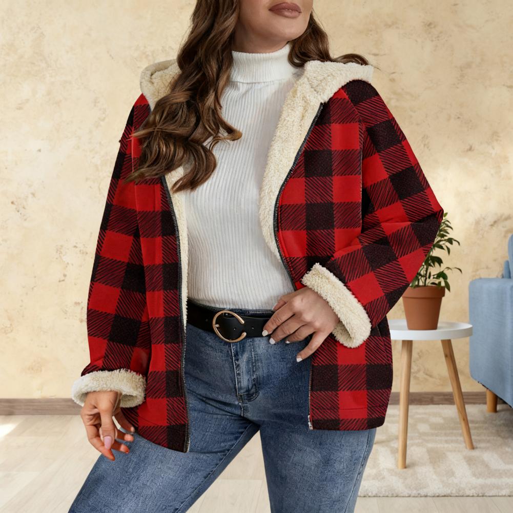 Sherpa Coat Women - Women's Sherpa Plaid Shacket Long Sleeve