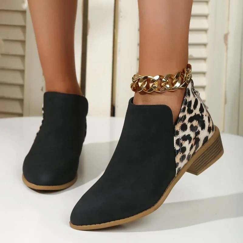 Women'S Fashion Ugg Boots - New Fashion Patchwork Leopard Ankle Boots