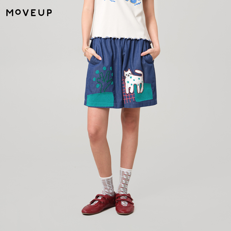 Women Fashion Fun - MOVEUP Casual Wide Leg Denim Shorts