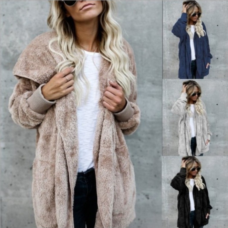 Sherpa Coat Women - Warm Plush Faux Fur Coat Reversible