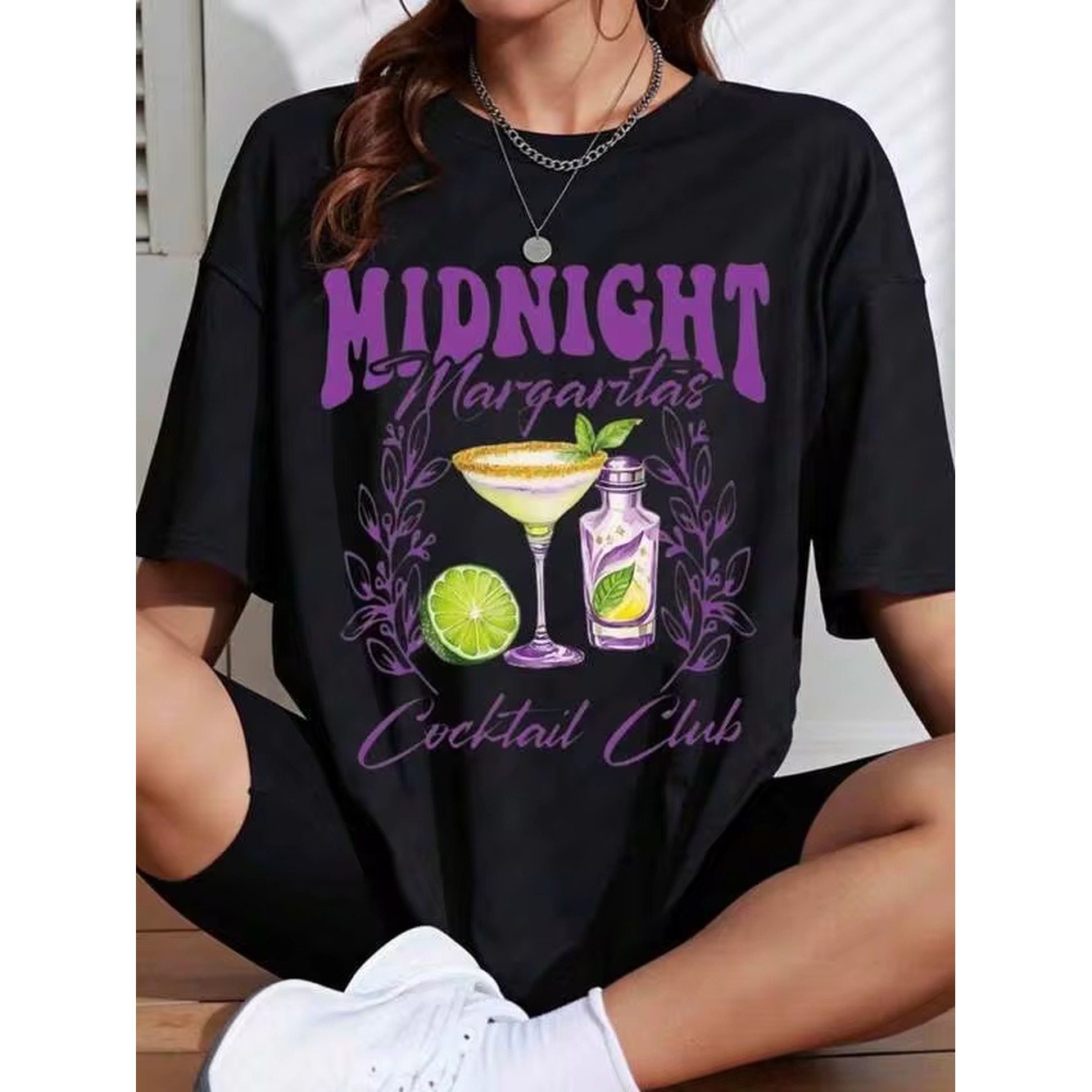 Women'S Fashion Graphic Tees - Midnight Margaritas Cocktail Club T-Shirt Women