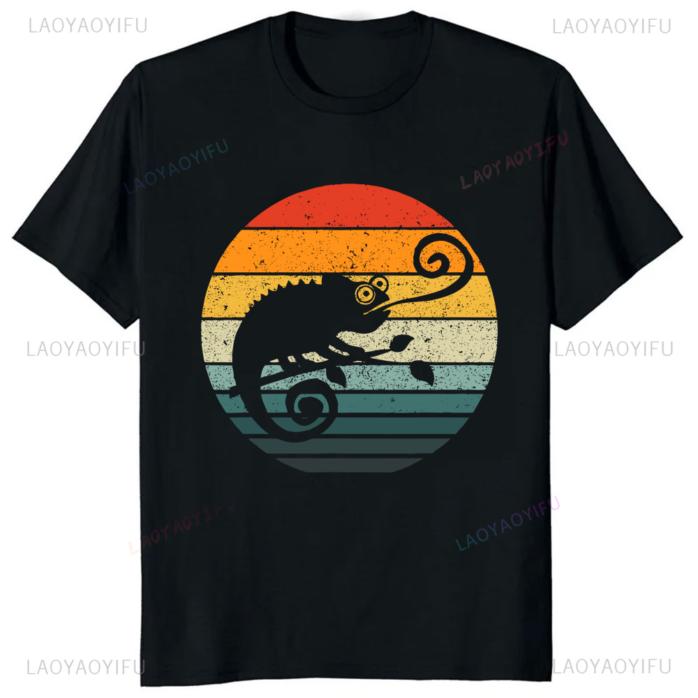 Women'S Fashion Graphic Tees - Funny Cartoon Shadow Graphic Pinted Chameleon