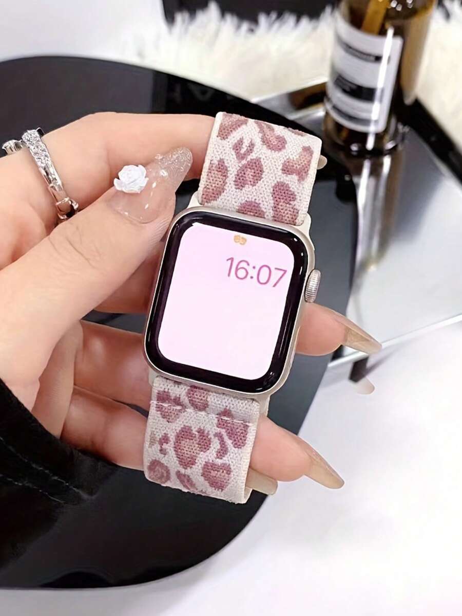 Women Fashion Over 40 - Chic Leopard Print Nylon Band Compatible