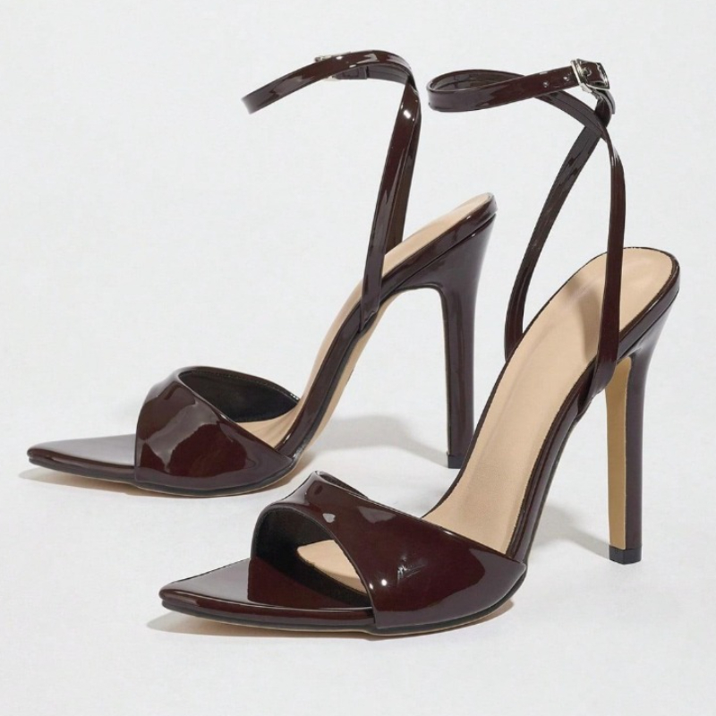 Coffee Patent Leather Heeled S - Women'S Fashion Brand Shoes 评论和价格
