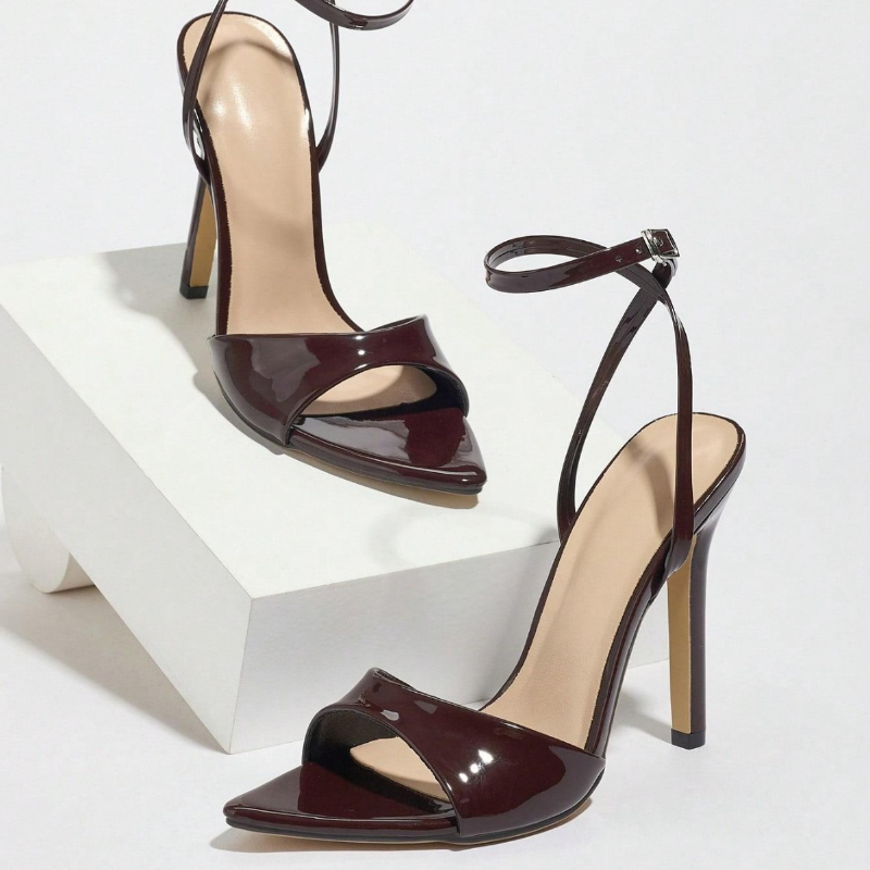 Coffee Patent Leather Heeled S - Women'S Fashion Brand Shoes 评论和价格