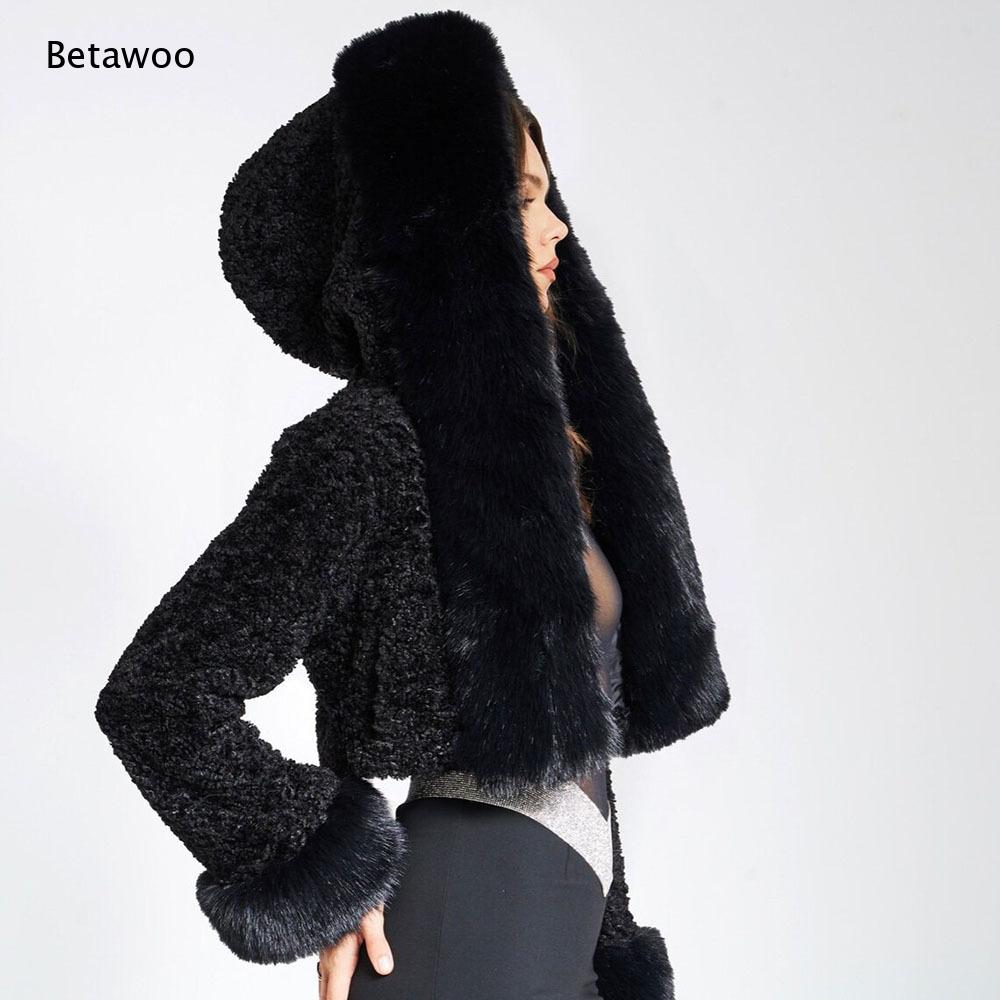 Women Faux Fur Trim Big Collar - Sherpa Coat Women 评论和价格