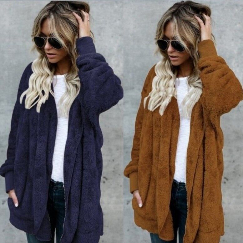 Warm Plush Faux Fur Coat Rever - Sherpa Coat Women 评论和价格