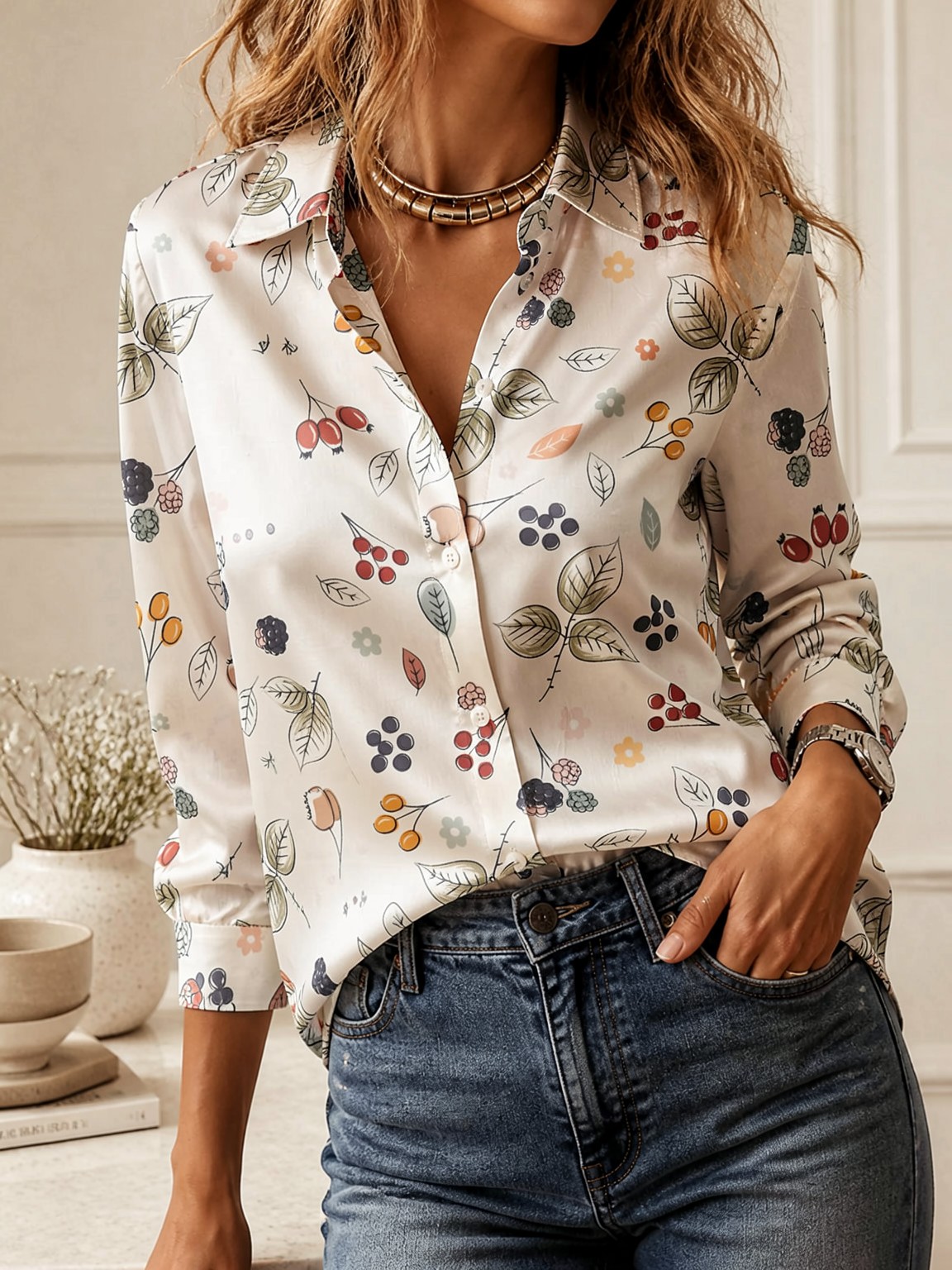Elegant Long Sleeve Collared T - Women Top Fashion 评论和价格