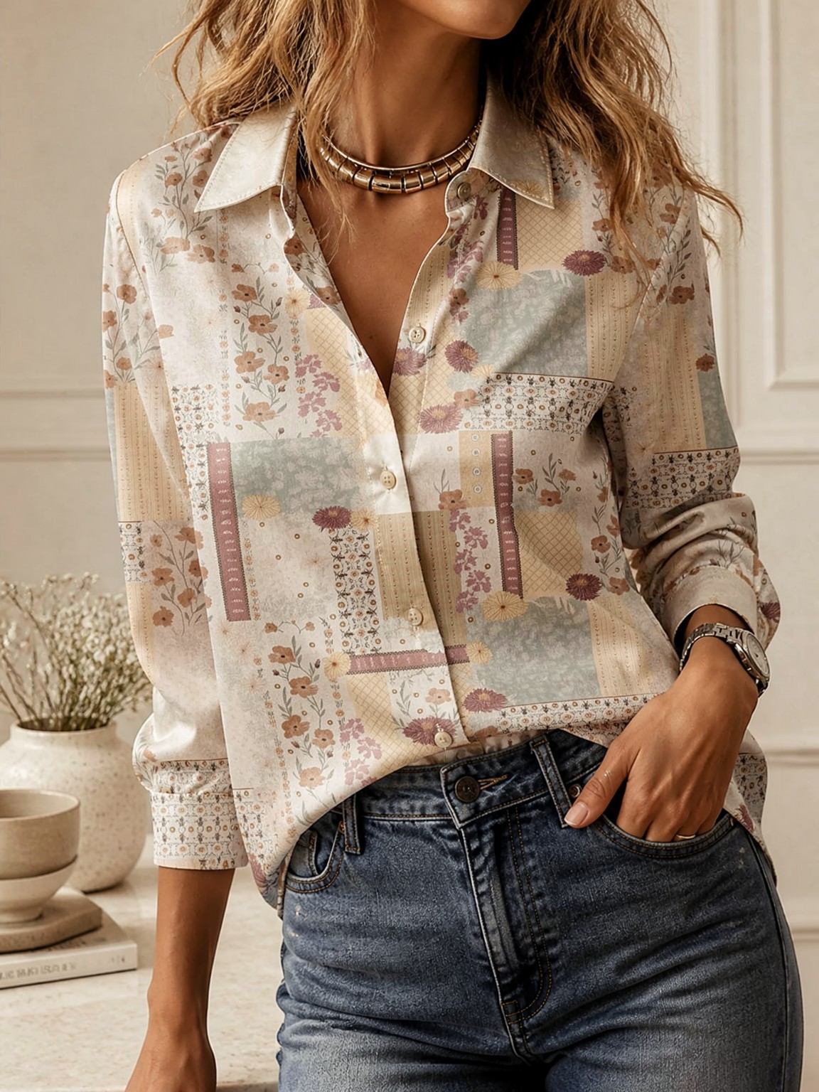 Elegant Long Sleeve Collared T - Women Top Fashion 评论和价格