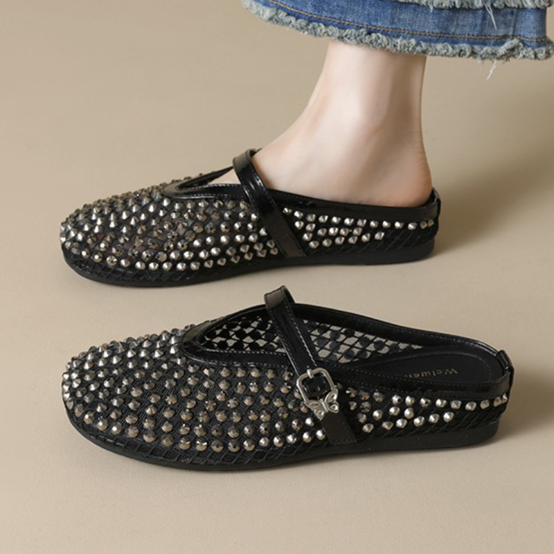 Mesh Rhinestone Brand Slippers - Women Fashion Brand 评论和价格