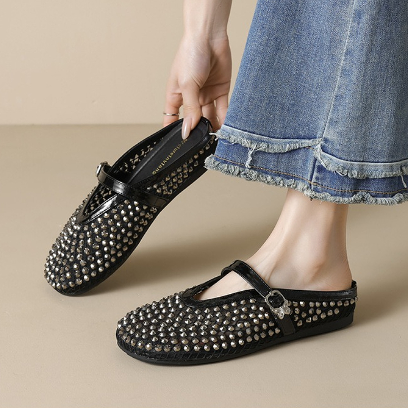 Mesh Rhinestone Brand Slippers - Women Fashion Brand 评论和价格