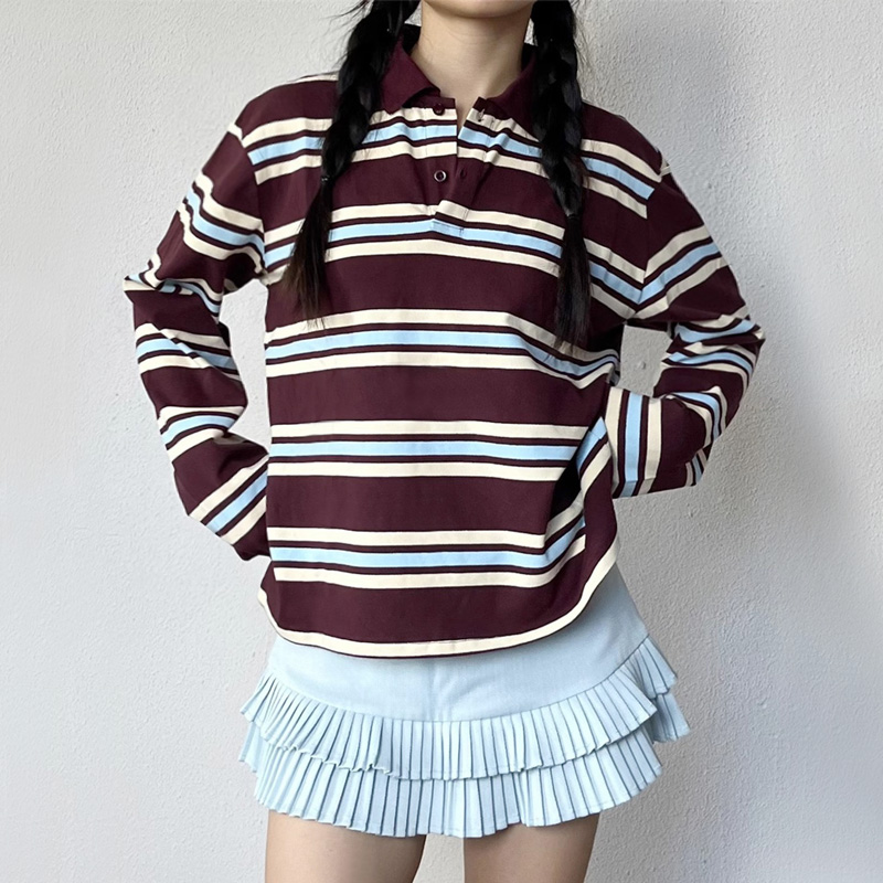 Women's Striped Relaxed Rugby  - Women'S Fashion Rugby Shirt 评论和价格