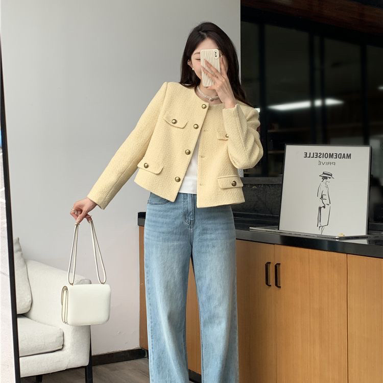 Tweed Jacket Embellished Butto - Sherpa Coat Women 评论和价格