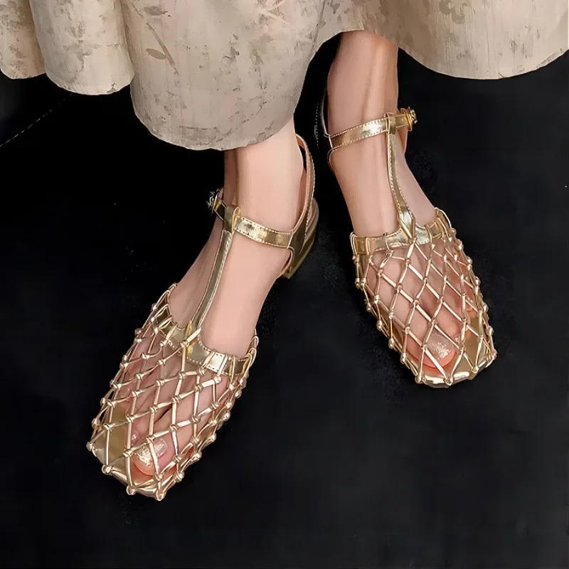 Women Weave Mesh Sandals Squar - Women'S Fashion Trends Summer 2025 评论和价格