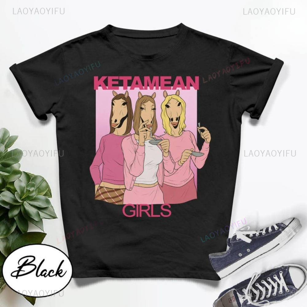 Ketamean Funny Horse Girl Grap - Women'S Fashion Graphic Tees 评论和价格
