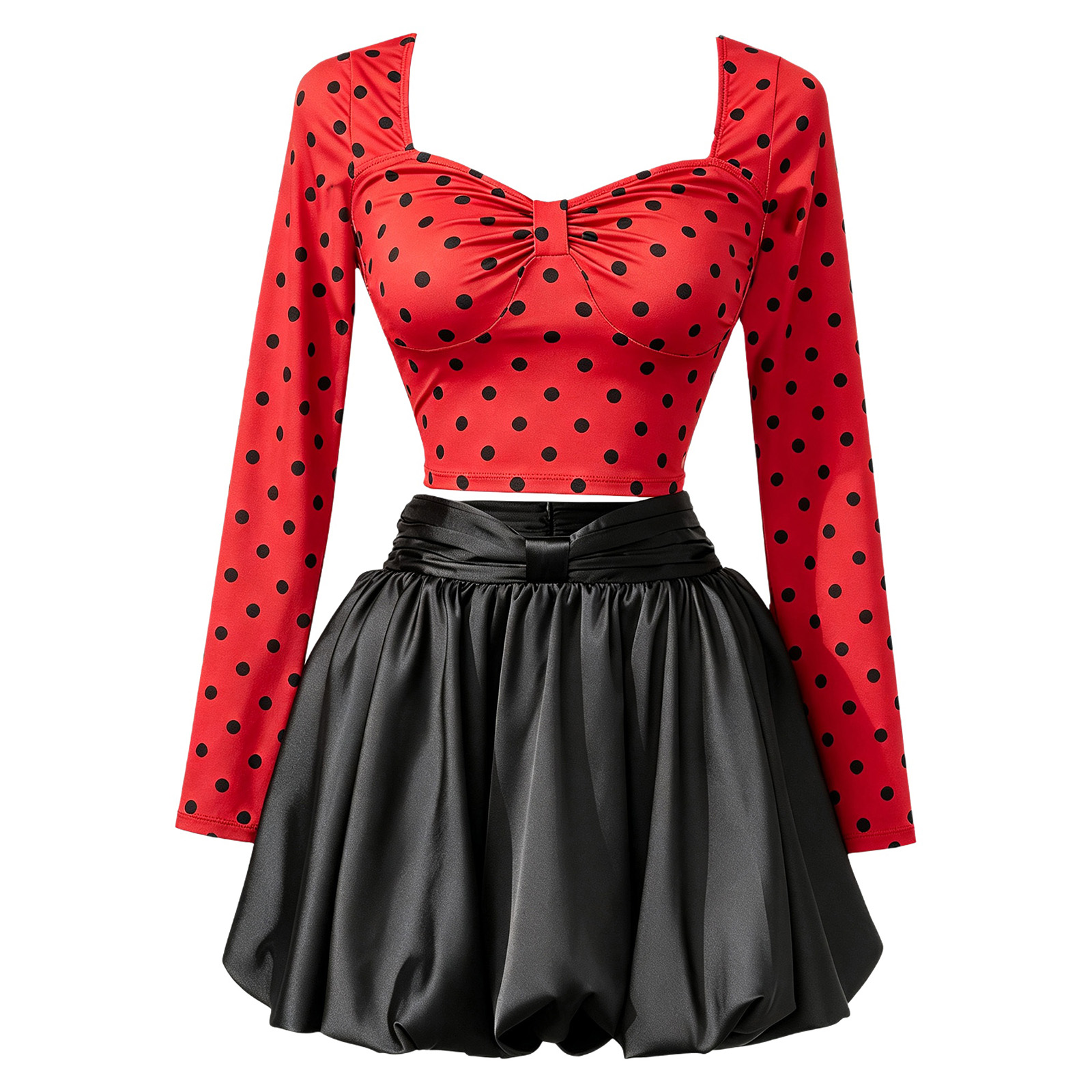 Womens Long Sleeve Polka Dot C - Women Top Fashion 评论和价格