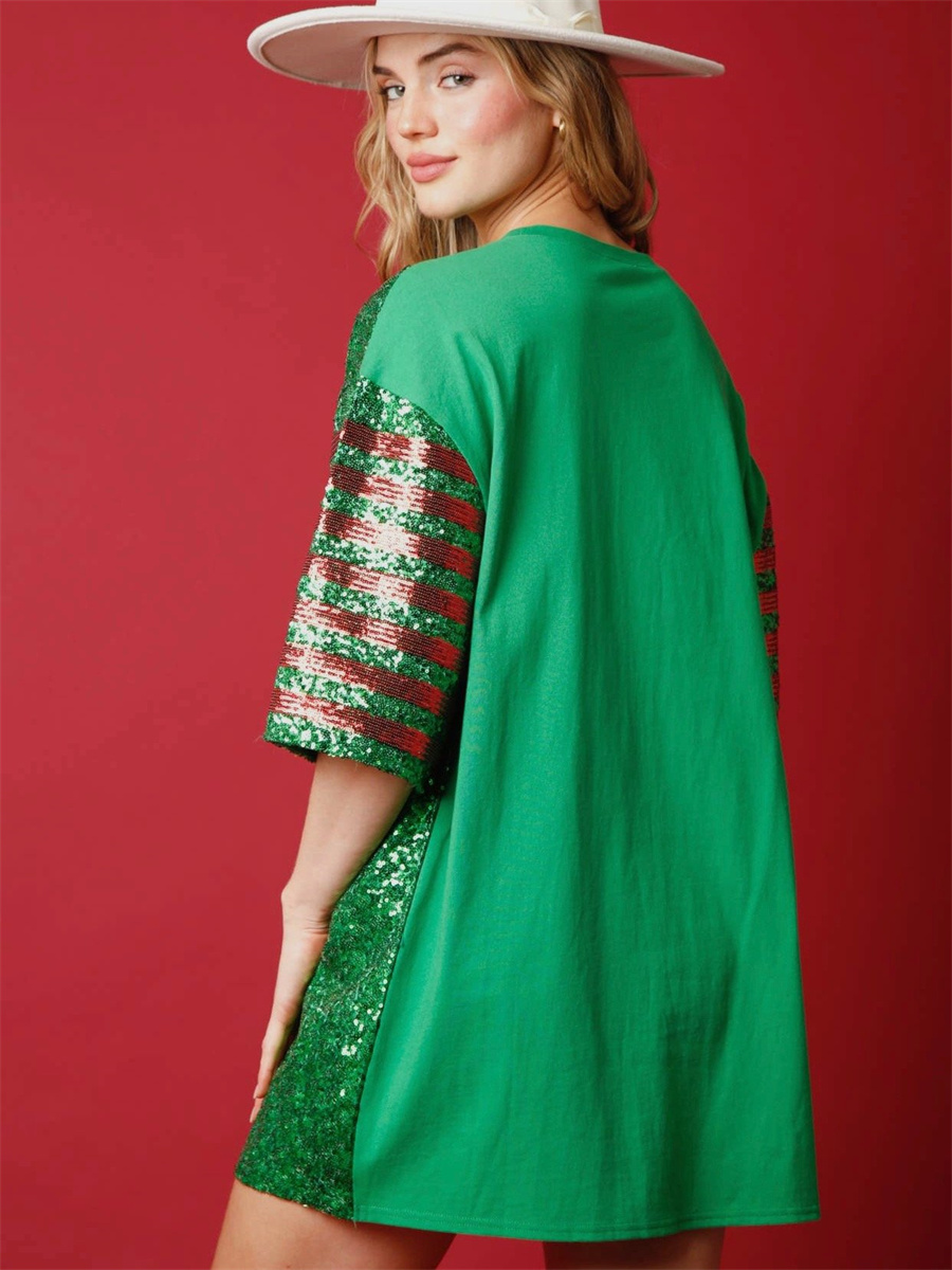 Women Sequined  Long T-Shirts  - Women'S Fashion Rugby Shirt 评论和价格