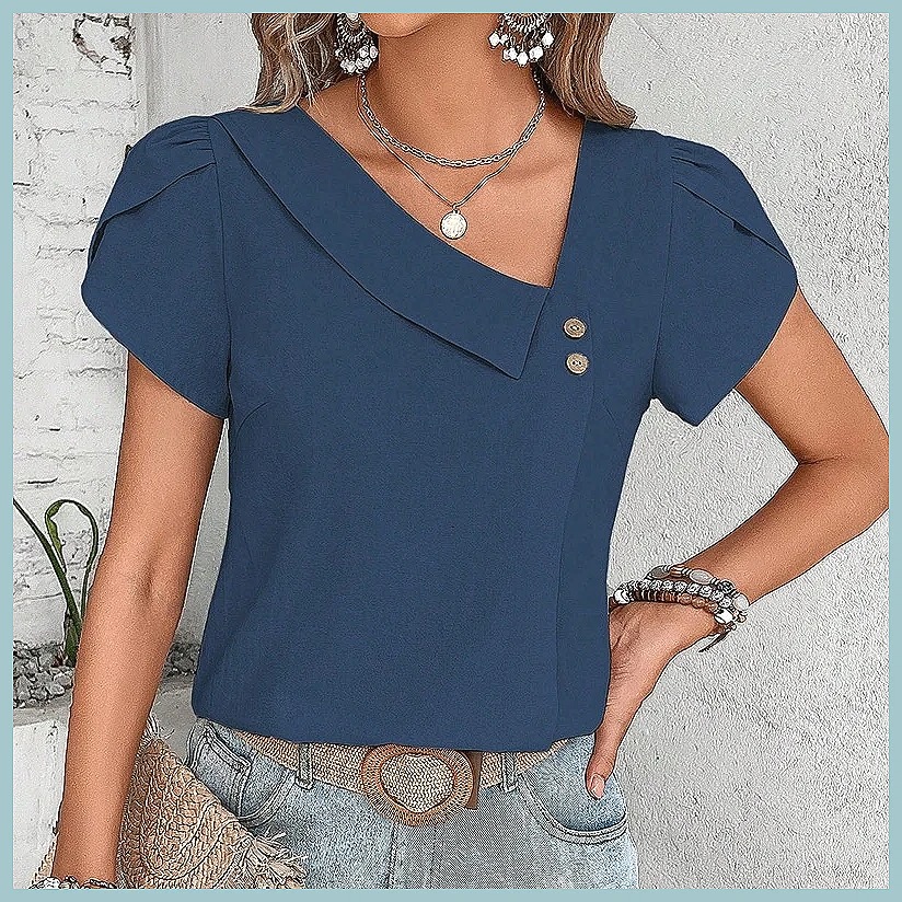 2024 Summer Vintage Solid Colo - Women Top Fashion 评论和价格