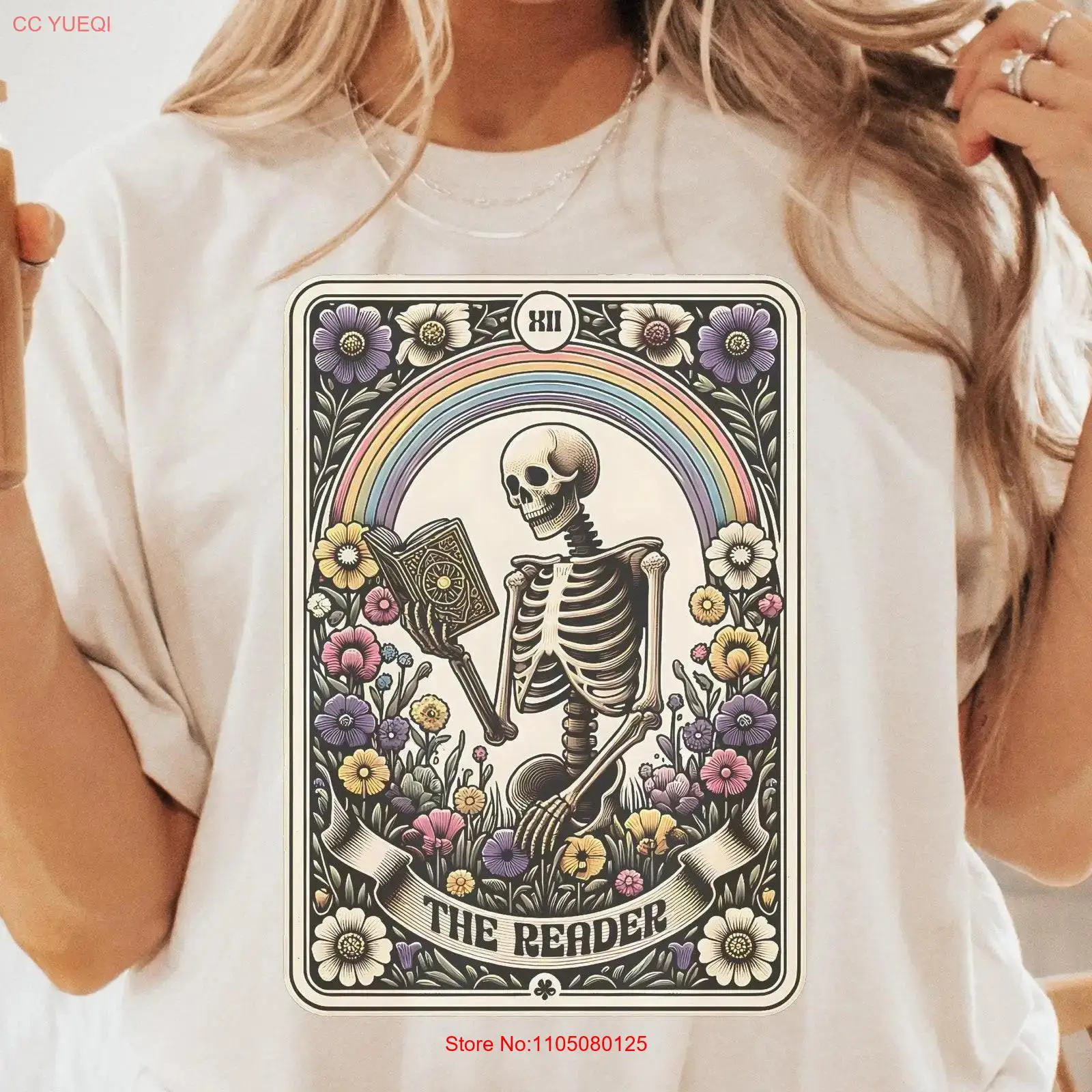 The Reader TaroT T Shirt Skele - Women'S Fashion Graphic Tees 评论和价格